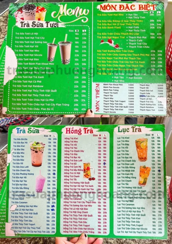 Menu Trà Sữa Phượng Hoàng (Hình Thực Tế)